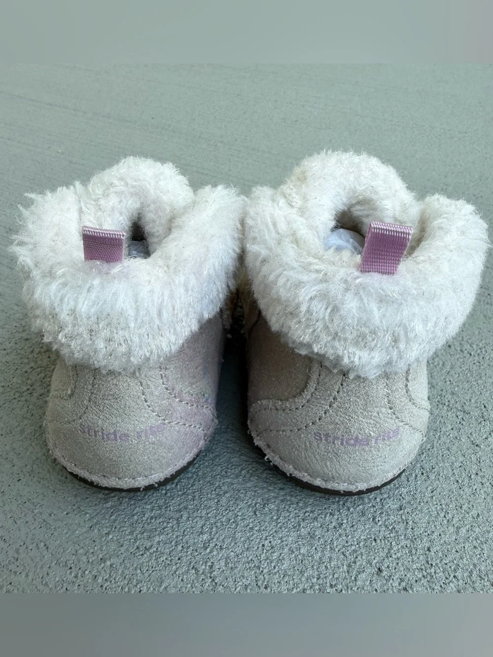 Stride Rite Soft Motion Sophie Boots Champagne Color Faux Fur Top 3M Baby Girl